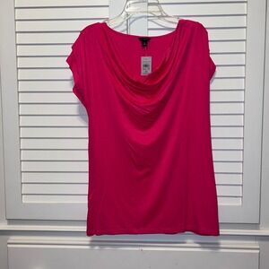 Ann Taylor Cowl Neck Cap Sleeve Blouse Pink Jersey Knit Top Medium NWT
